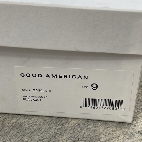 NIB Good American Black Patent Croc Leather Boots Square Toe Ankle Booties Sz 9 - Picture 6 of 13